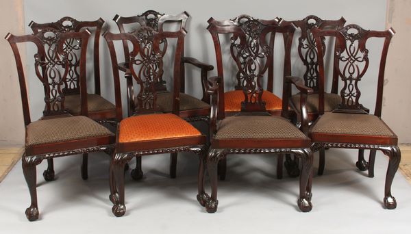 Appraisal: Late th Century Chippendale mahogany dining room chairs h seats