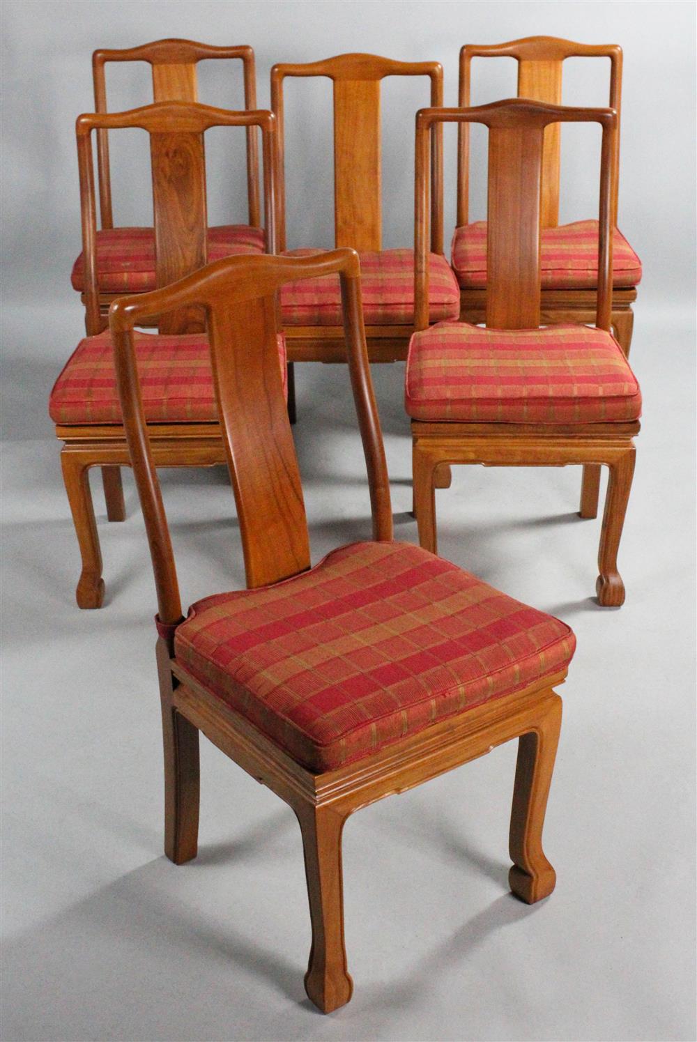 Appraisal: SET OF SIX MODERN ASIAN STYLE DINING CHAIRS WITH CUSHIONS