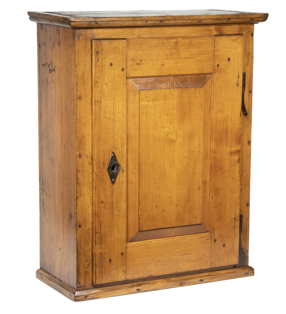 Appraisal: TH AMERICAN COUNTRY WALL HANGING CUPBOARD Yellow Fir One Door