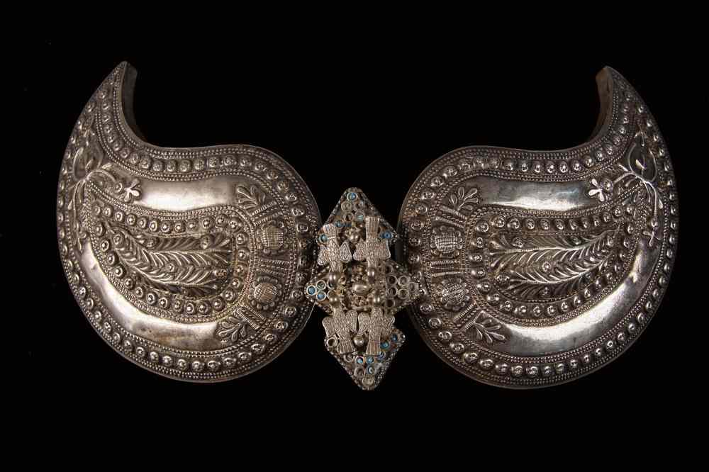 Appraisal: SILVER TURKISH BELT BUCKLE - Two-Part Early th c Turkish