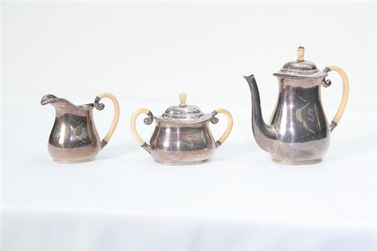 Appraisal: THREE PIECE SILVER TEA SET G G Schnauffer part sterling