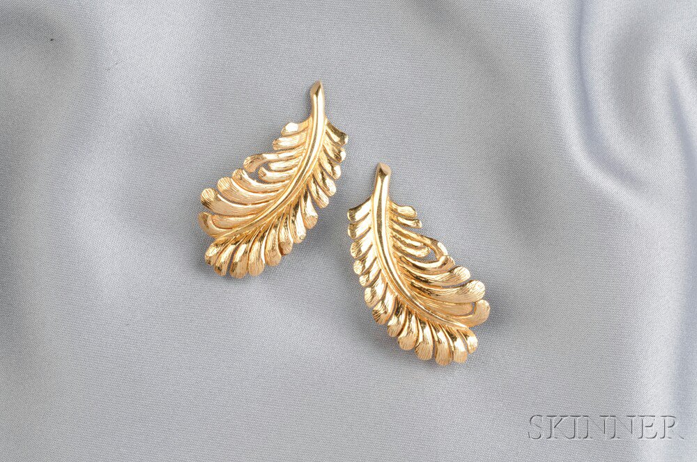 Appraisal: Retro kt Gold Earclips Tiffany Co each designed as a