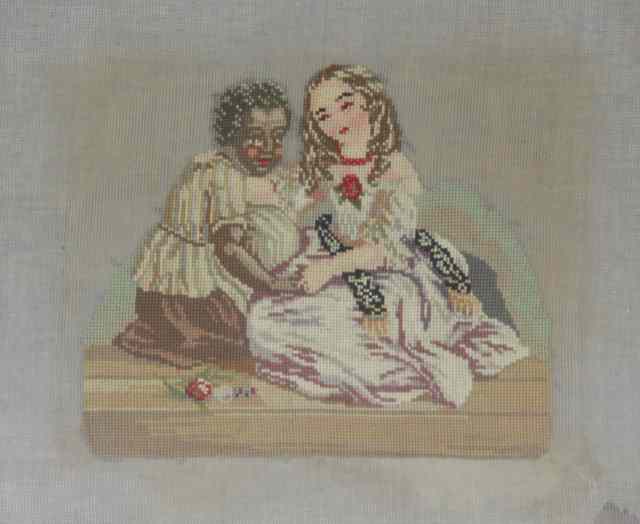 Appraisal: A th Century needlework tapestry possibly American depicting a young