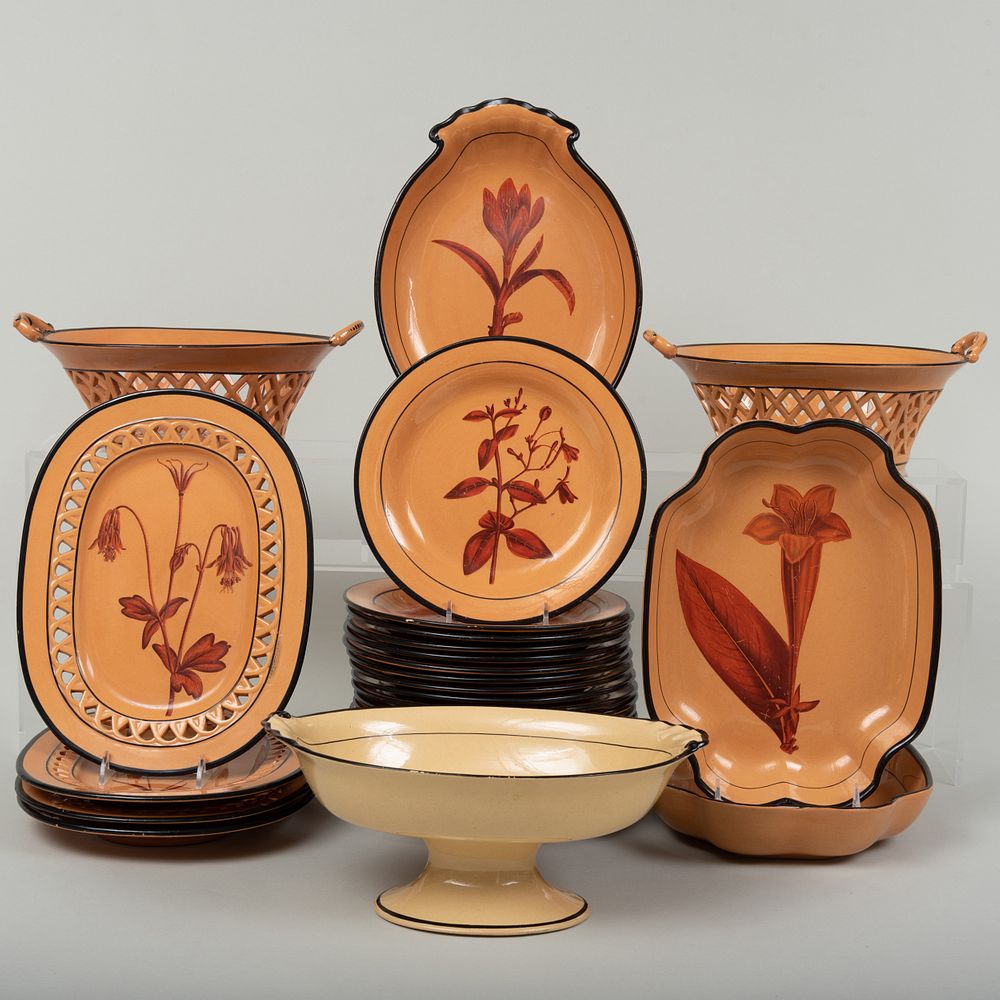 Appraisal: Group of Davenport Chalcedony Botanical Dessert Wares Impressed mark with