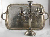 Appraisal: Silver plate A five light candelabrum cm spread and a