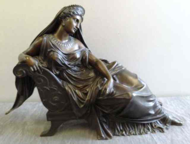 Appraisal: FEUCHERE Jean-Jacque Bronze of Reclining Woman As is - missing