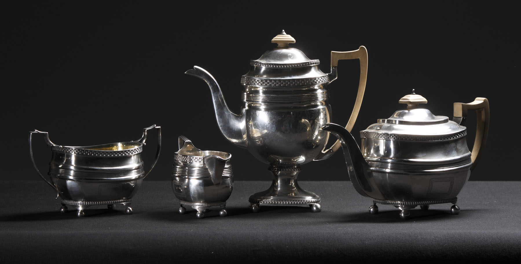 Appraisal: pc Silver Teaset L to R Sugar - Mark NH