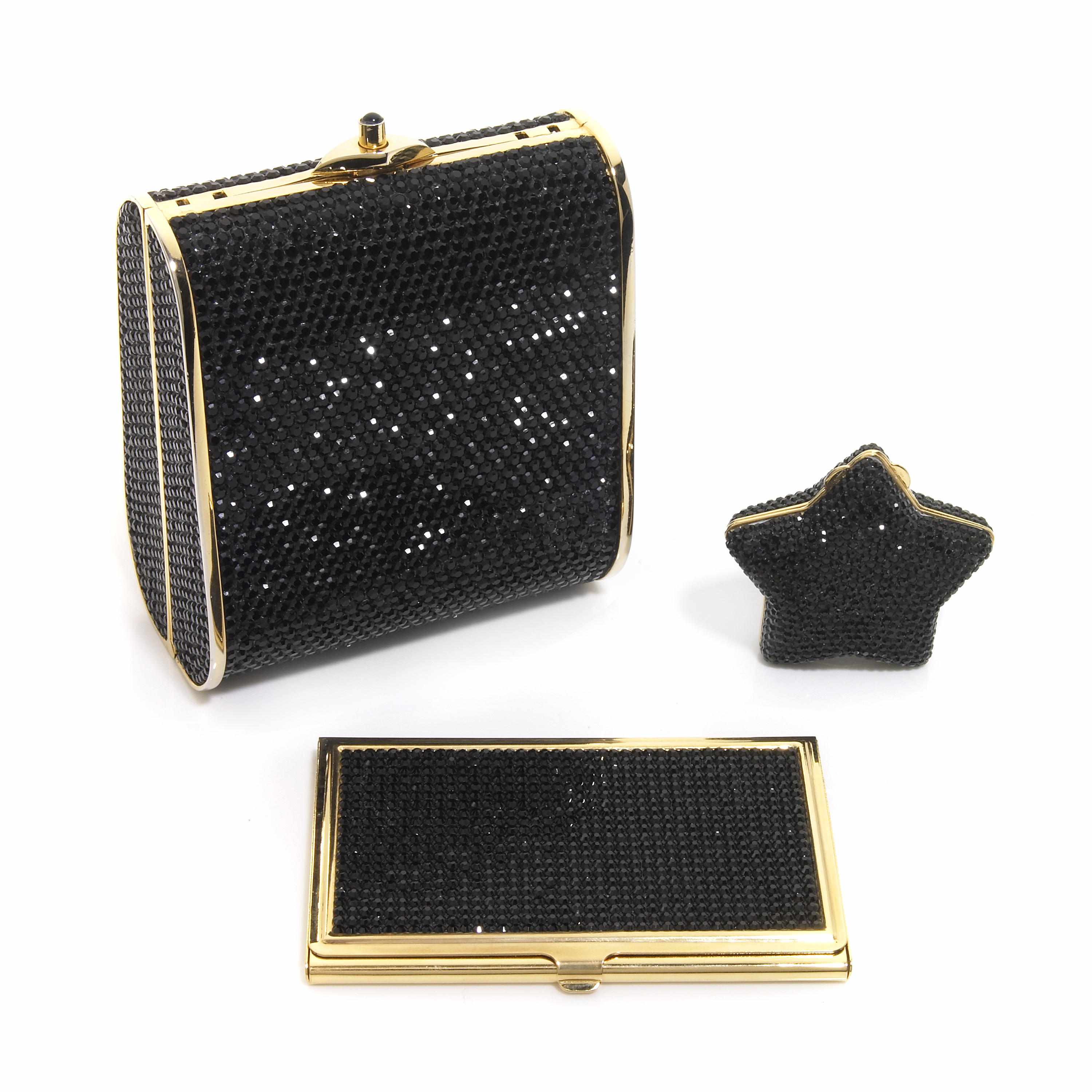 Appraisal: A rectangular black crystal purse together with a black crystal