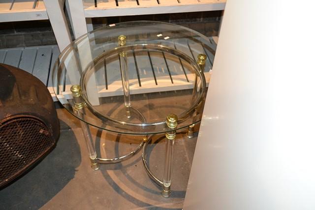 Appraisal: TWO CIRCULAR GLAZED CHROME AND PERSPEX OCCASIONAL TABLES TWO CIRCULAR