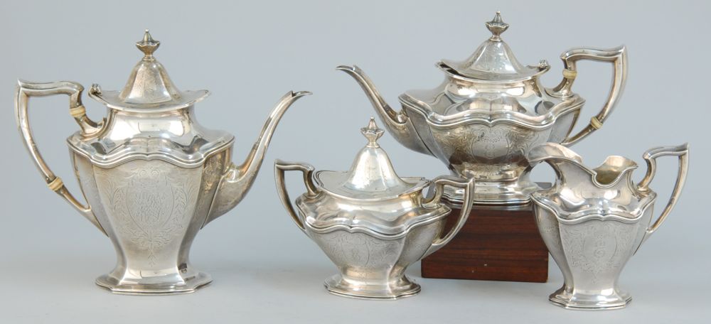 Appraisal: REED BARTON FOUR-PIECE STERLING SILVER TEA SET In the Hepplewhite