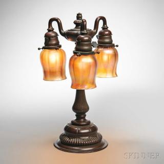 Appraisal: Tiffany Studios Table Lamp Bronze favrile glass New York early