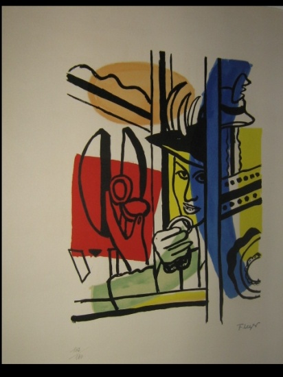 Appraisal: FERNAND L GER after Constructeurs Color lithograph x mm x