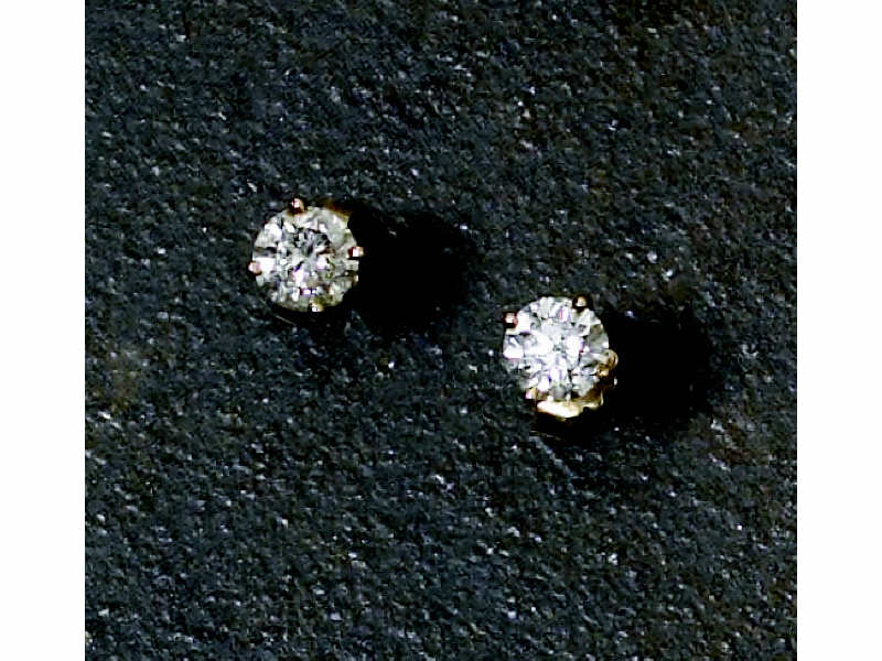 Appraisal: DIAMOND STUD EARRINGS k yellow gold four prong diamond pierced