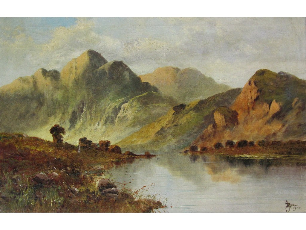 Appraisal: JOHN HENRY BOEL TH TH CENTURY HIGHLAND LANDSCAPE Oil on