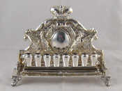 Appraisal: Judaica An Austro Hungarian Vienna standard silver chanukia the stand