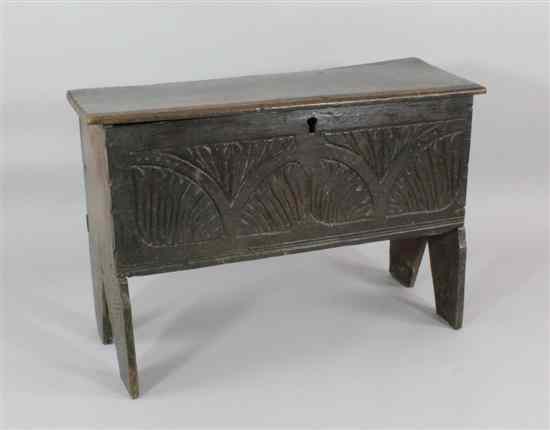 Appraisal: A th century carved oak six plank coffer ft in