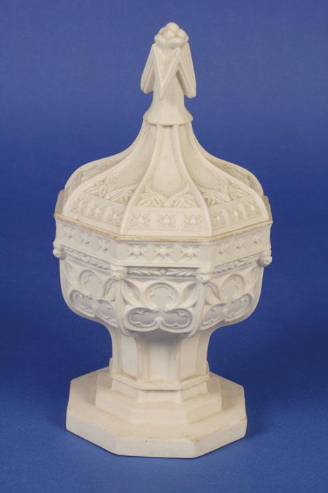 Appraisal: A VICTORIAN MINTON PARIANWARE PORTABLE FONT of octagonal panelled ovoid