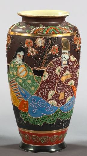 Appraisal: Japanese Meiji Satsuma Pottery Baluster-Form Vase first quarter th century