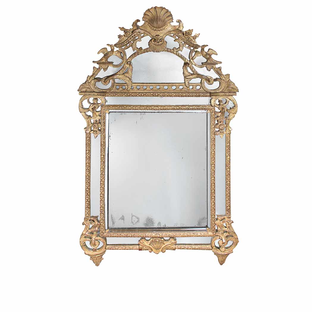 Appraisal: Regence Gilt-Wood Mirror The rectangular mirror plate with a mirrored