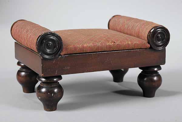 Appraisal: A Diminutive American Classical Mahogany Footstool early th c the