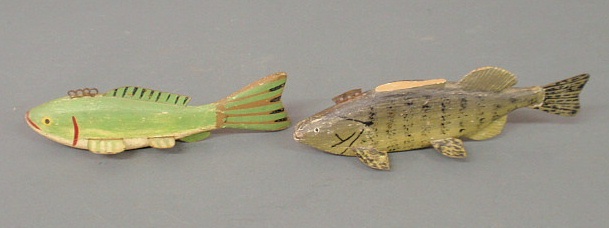 Appraisal: Two painted fish decoys each approx l