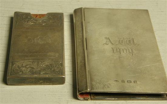 Appraisal: Edward VII silver notebook cover Birmingham and a Victorian silver