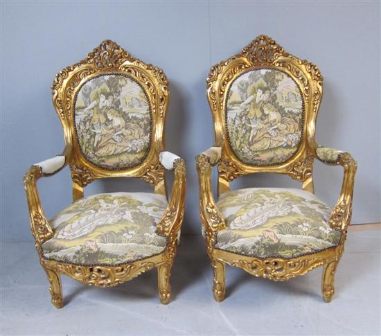 Appraisal: Early th century three piece suite with pierced and gilt