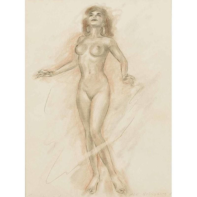 Appraisal: Abe Nussbaum Drawing Framed drawing of a female nude by