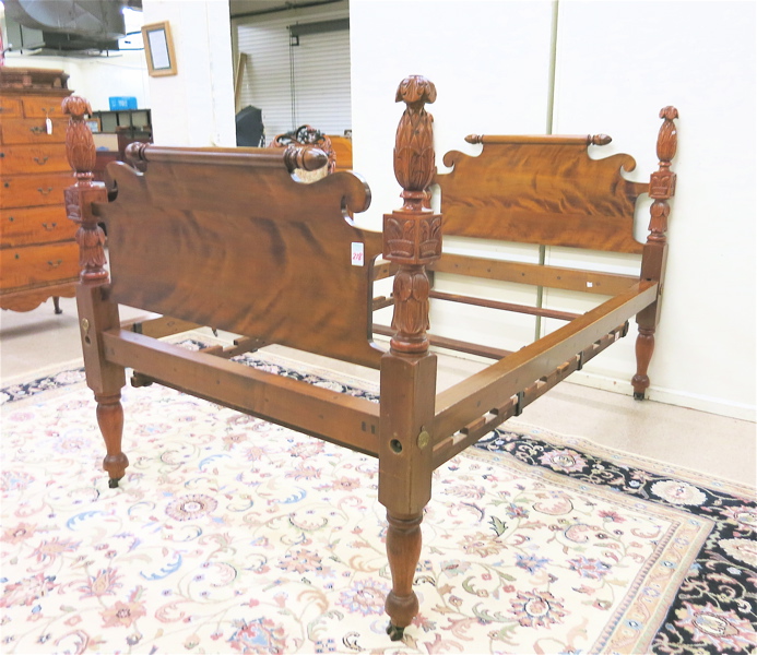 Appraisal: EMPIRE MAHOGANY BED WITH RAILS American second quarter of the