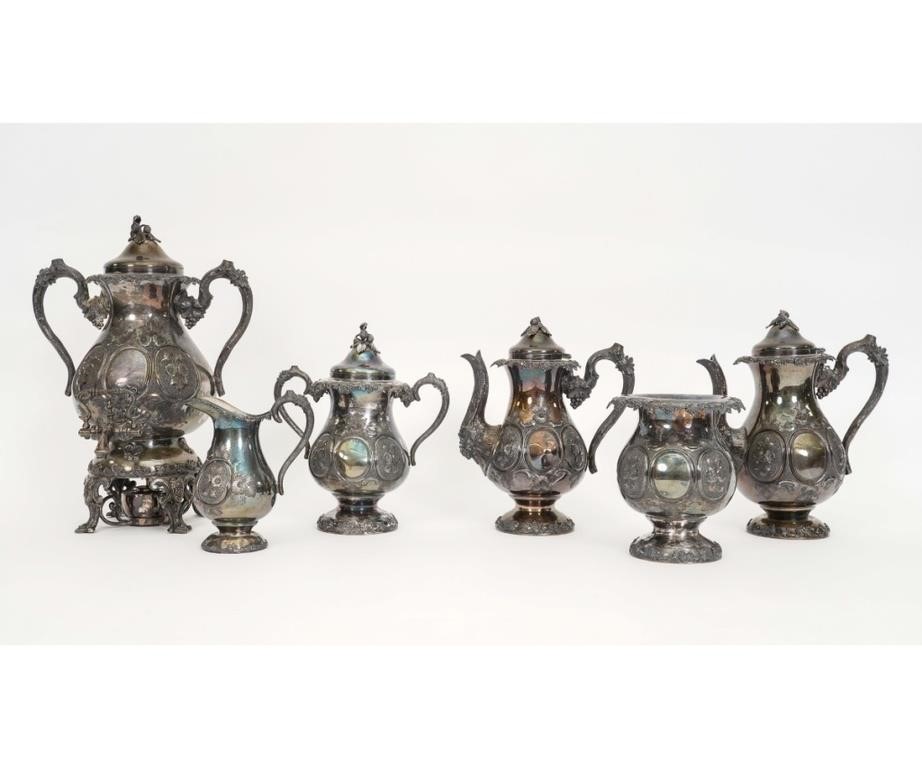 Appraisal: S Jarden Brothers Victorian silverplated six-piece tea service Tallest h