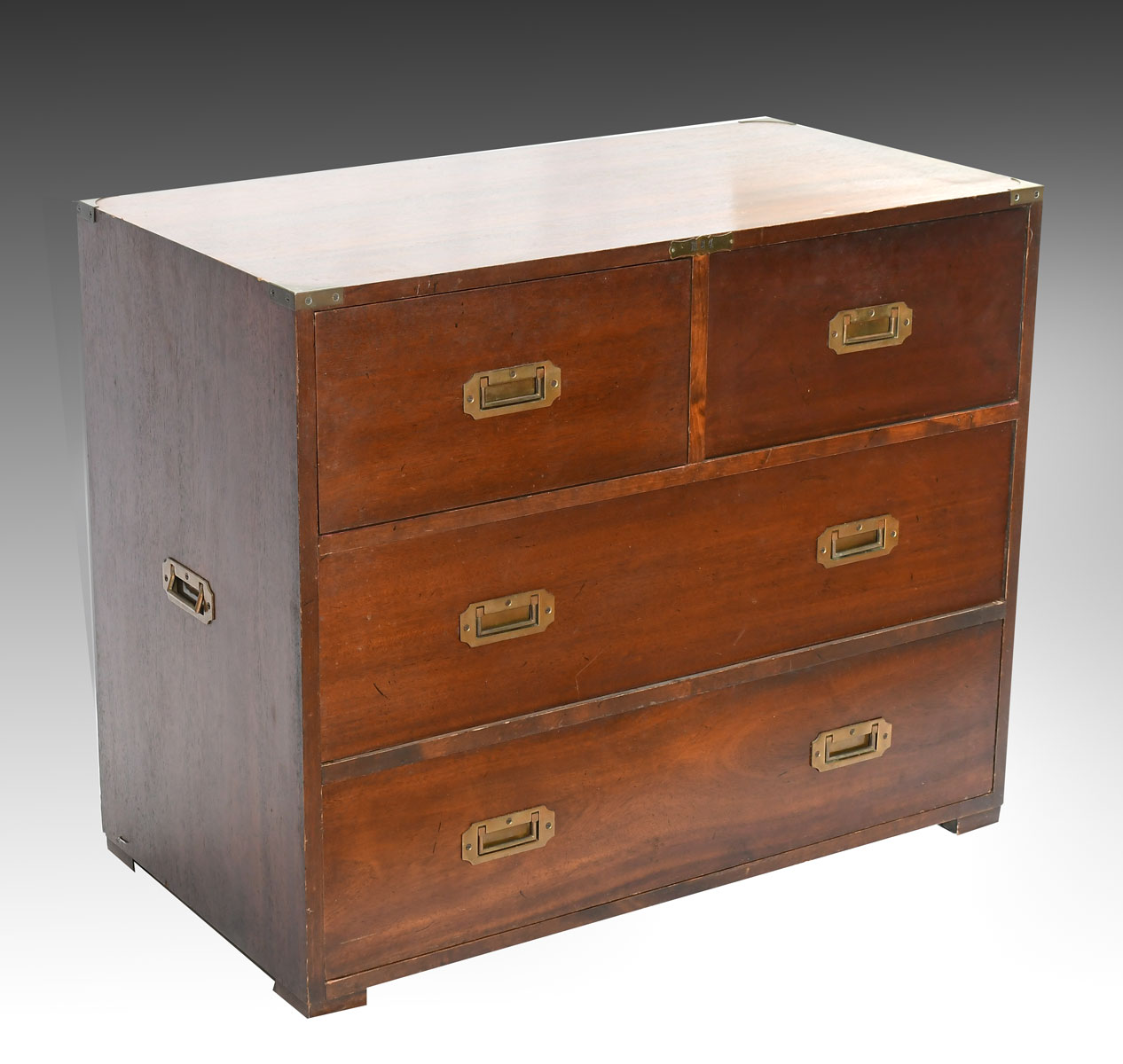 Appraisal: ENGLISH DRAWER CAMPAIGN CHEST drawer campaign chest with brass mounted