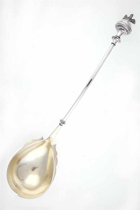 Appraisal: American figural silver soup ladle probably New York circa bird