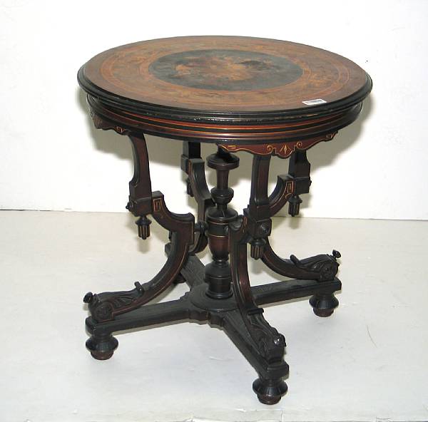 Appraisal: A Renaissance Revival inlaid walnut center table third quarter th