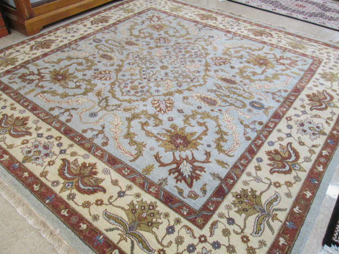 Appraisal: SQUARE ORIENTAL DECORATOR CARPET Pakistani Persian overall floral decorated sky