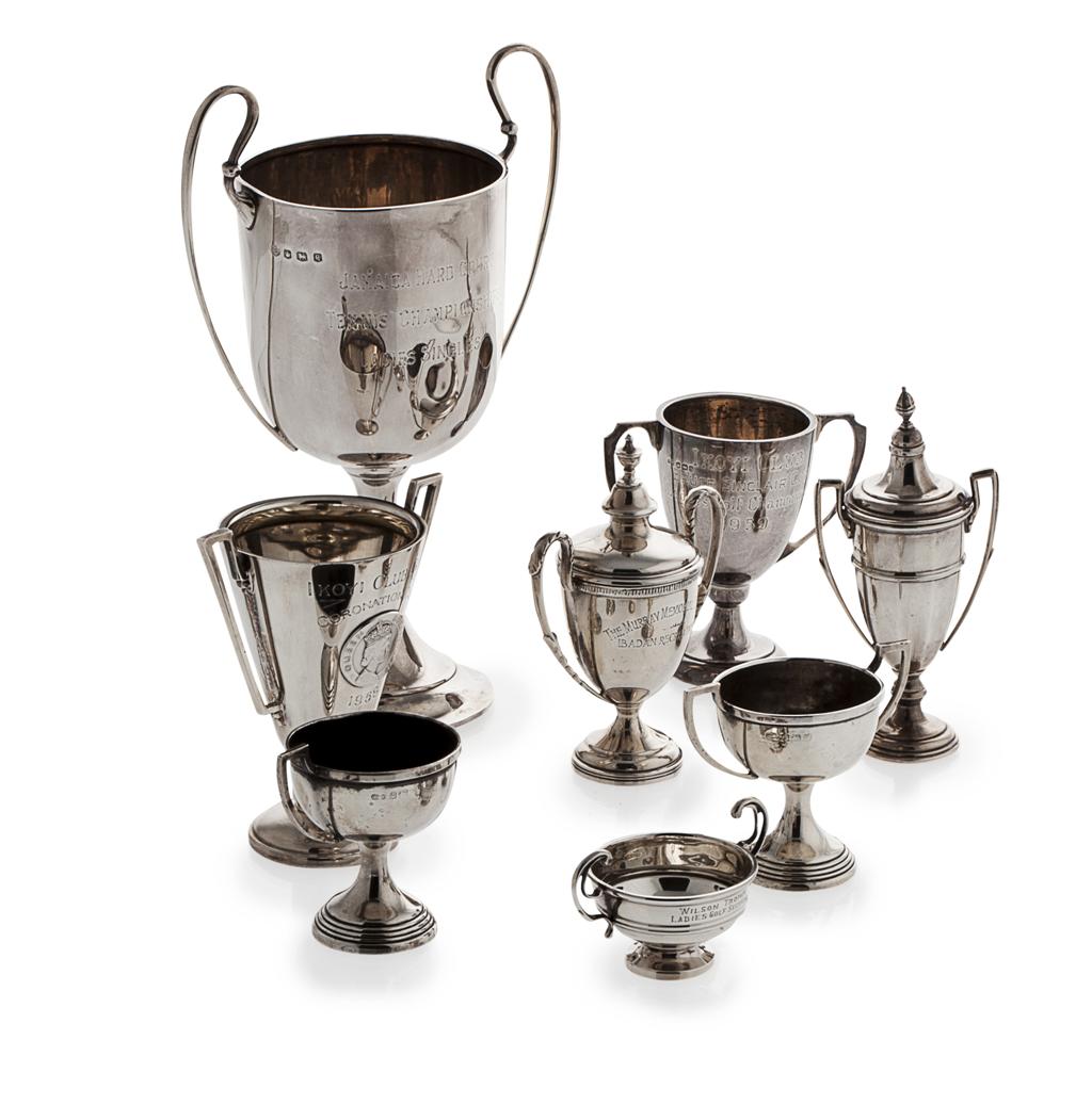 Appraisal: A small group of various modern trophies modern engraved various