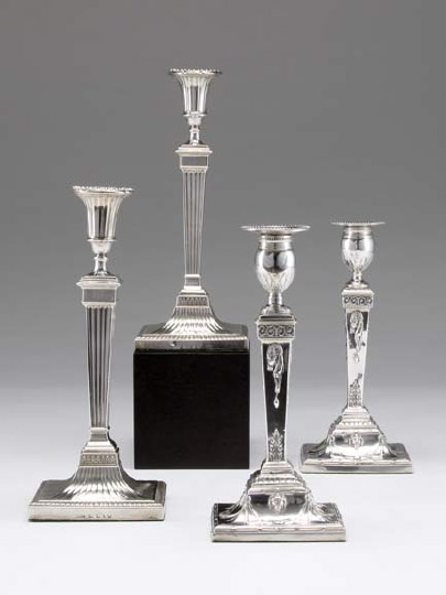 Appraisal: Pair of George III Sterling Silver Candlesticks hallmarked Sheffield -