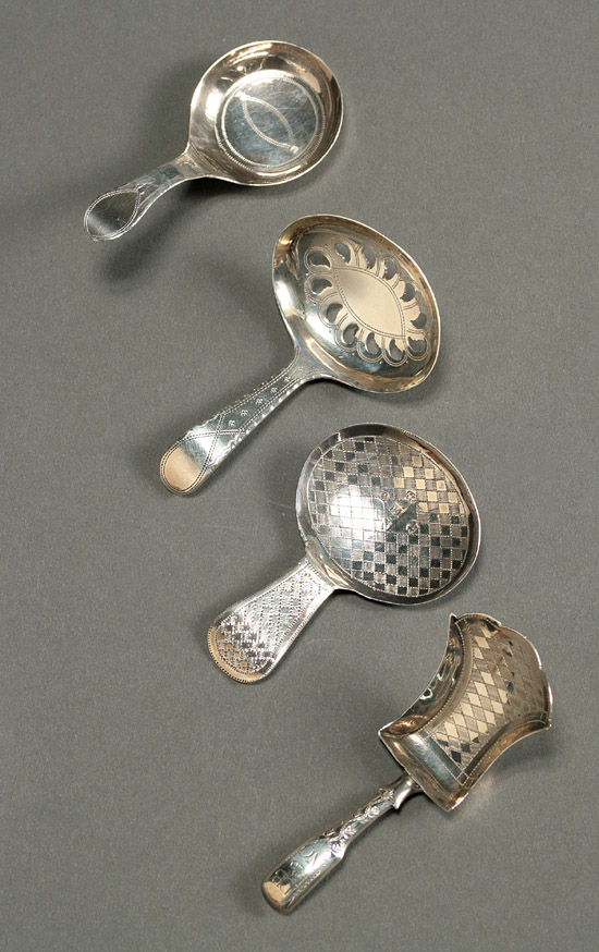 Appraisal: Group of Four Georgian Silver Tea Caddy Spoons Birmingham The