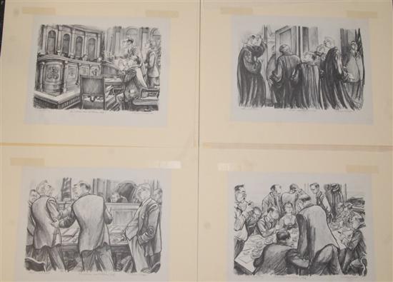 Appraisal: William Sharp Four lithographs Hung Jury About a legal Point