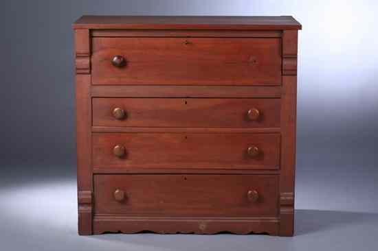 Appraisal: AMERICAN EMPIRE CHERRY CHEST-OF-DRAWERS th century Red stained finish rectangular