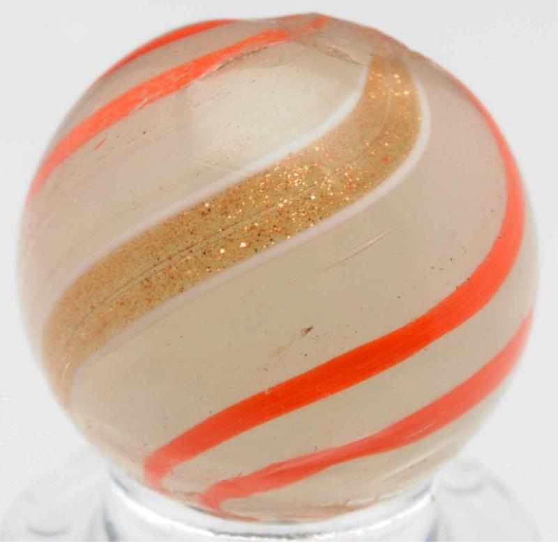 Appraisal: Semi-Opaque White Glass Banded Lutz White semi-opaque base with orange