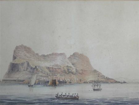 Appraisal: EARLY TH CENTURY BRITISH SCHOOL THE ROCK OF GIBRALTAR WITH