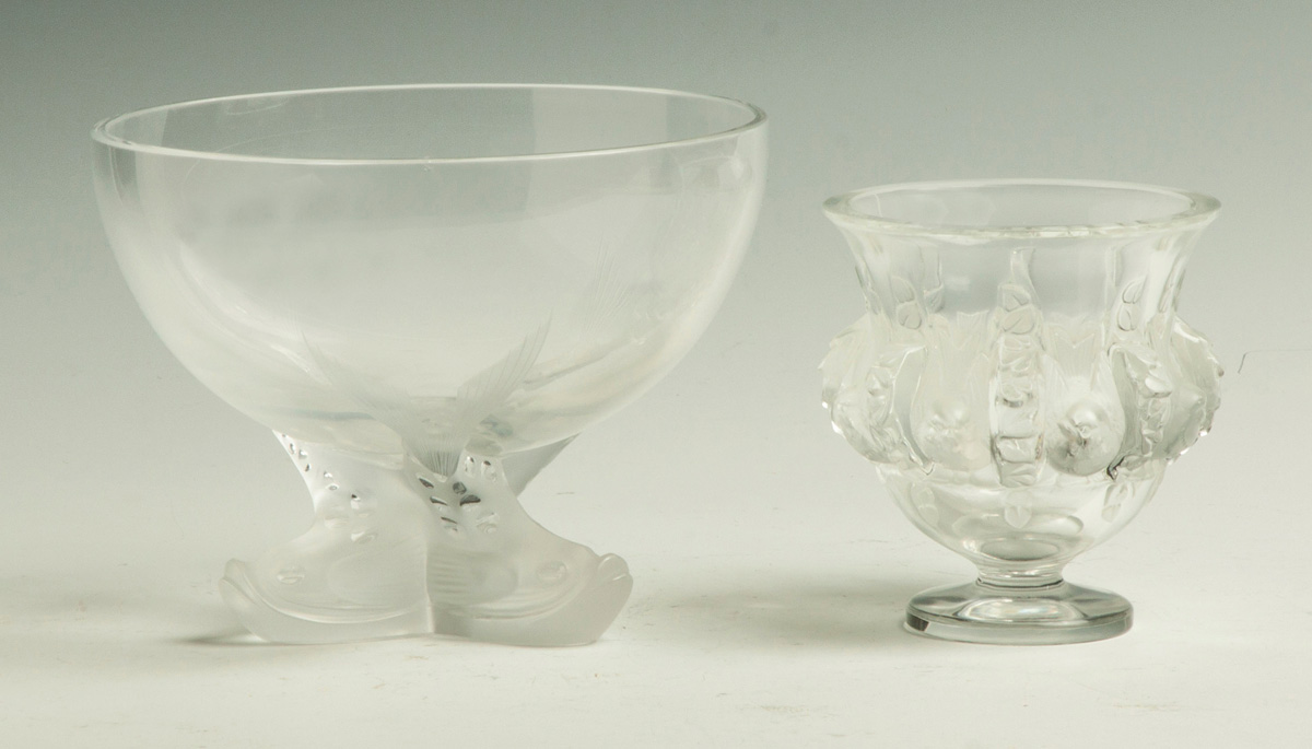 Appraisal: Two Pieces Lalique Glass Early th cent Both inscribed Lalique