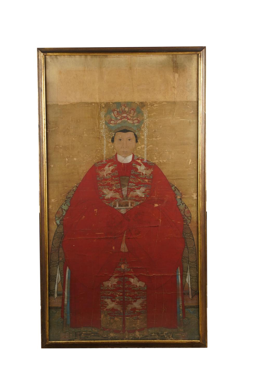 Appraisal: CHINESE ANCESTRAL PORTRAIT th century ink and colors on silk