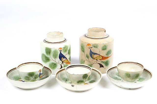 Appraisal: A TH CENTURY PEARLWARE PART TEA SET comprising two tea