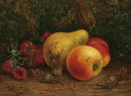 Appraisal: William Hughes British - Still Life with Apples Pears and