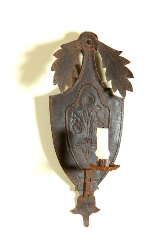 Appraisal: TIN CANDLE SCONCE American th century Urn shaped with attached