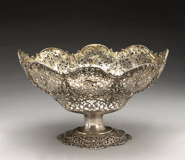 Appraisal: A German standard silver reticulated centerpiece lacking glass linerJ D