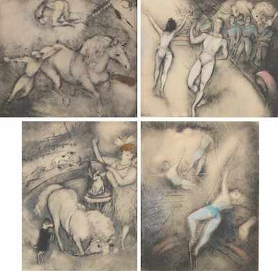 Appraisal: Marcel Vertes Hungarian - Circus Scenes Four hand colored etchings