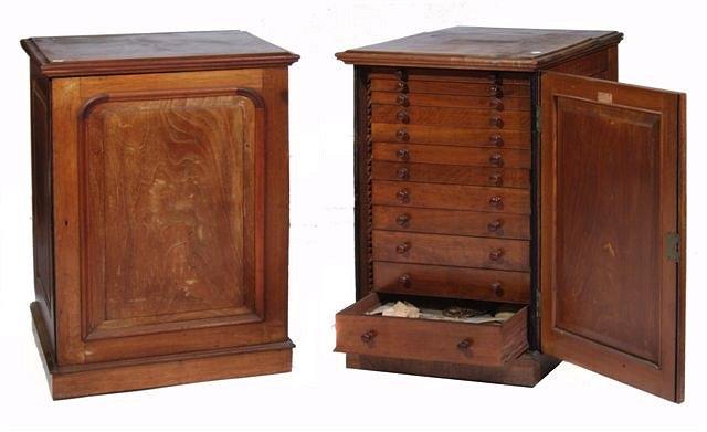 Appraisal: A PAIR OF VICTORIAN MAHOGANY COLLECTORS CABINETS by J T