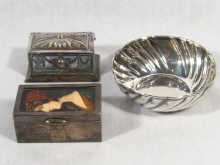 Appraisal: Two silver plated boxes one Polish circa together with small